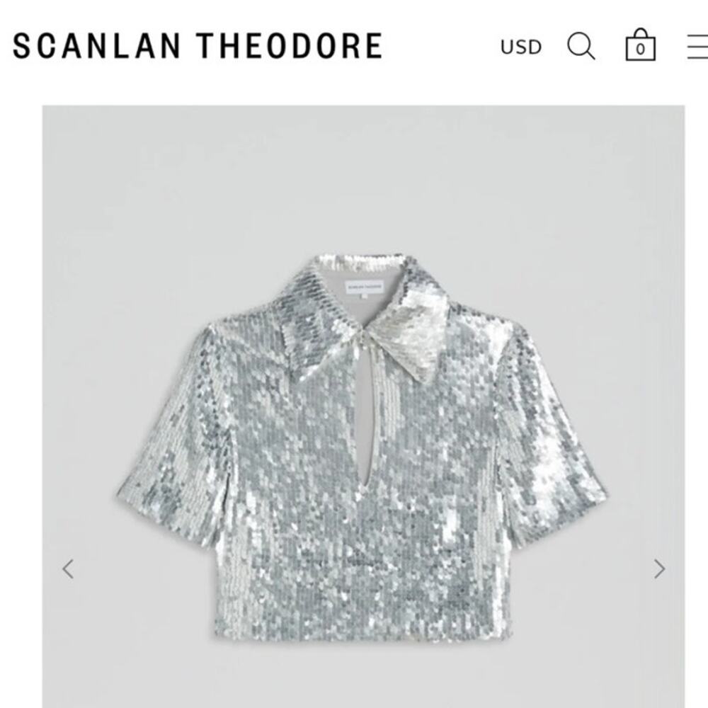 Scanlon Theodore  Short Sleeve Top - Silver  AU10 US6